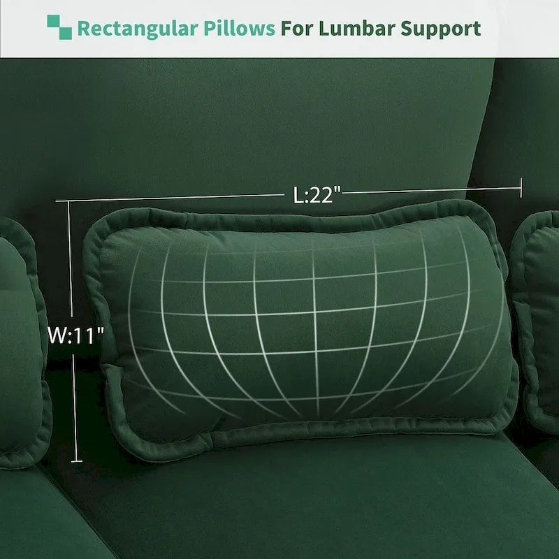 6-seat U-shaped Sectional Sofa, Sleeper Sectional with Waist Pillows for Living Room, Apartment