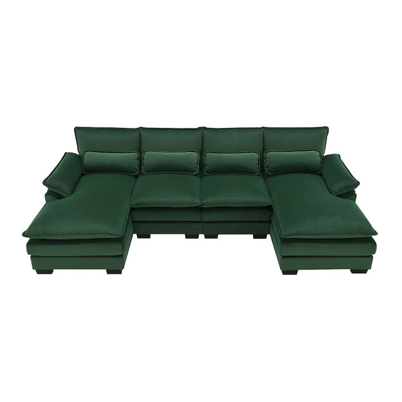 6-seat U-shaped Sectional Sofa, Sleeper Sectional with Waist Pillows for Living Room, Apartment