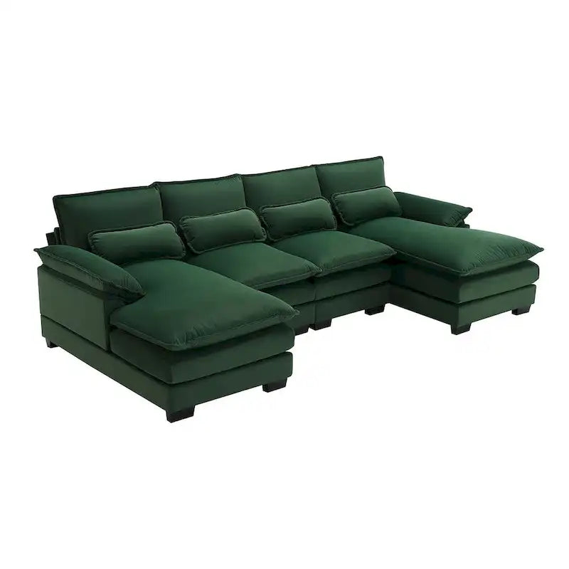 6-seat U-shaped Sectional Sofa, Sleeper Sectional with Waist Pillows for Living Room, Apartment