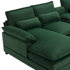 6-seat U-shaped Sectional Sofa, Sleeper Sectional with Waist Pillows for Living Room, Apartment