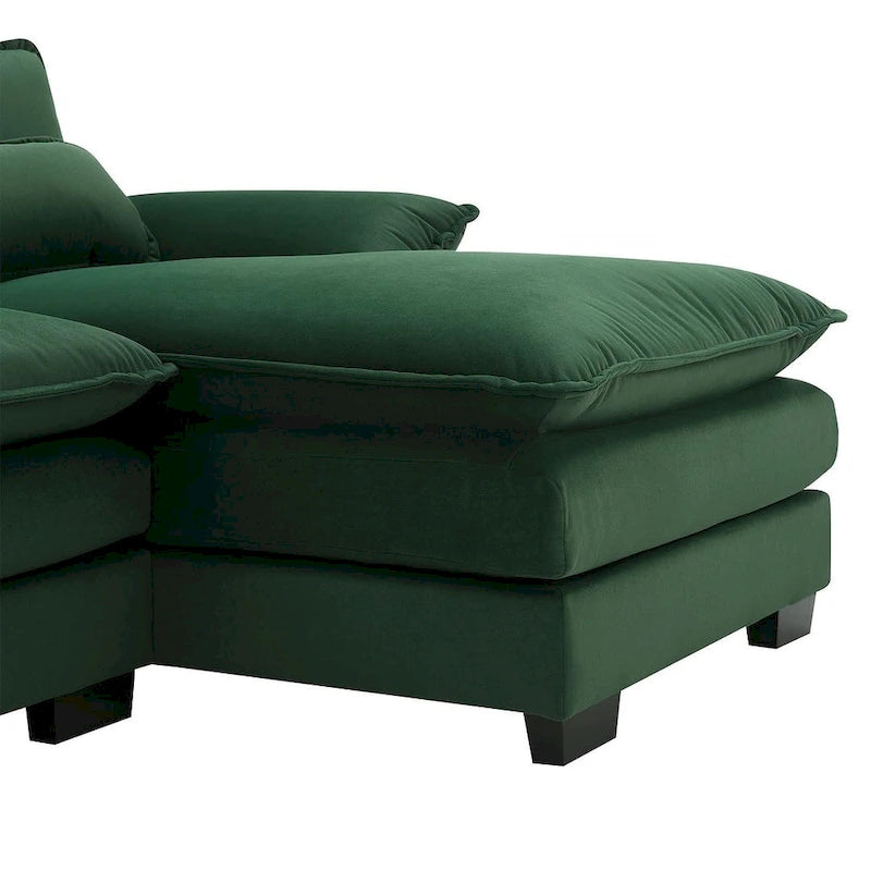 6-seat U-shaped Sectional Sofa, Sleeper Sectional with Waist Pillows for Living Room, Apartment
