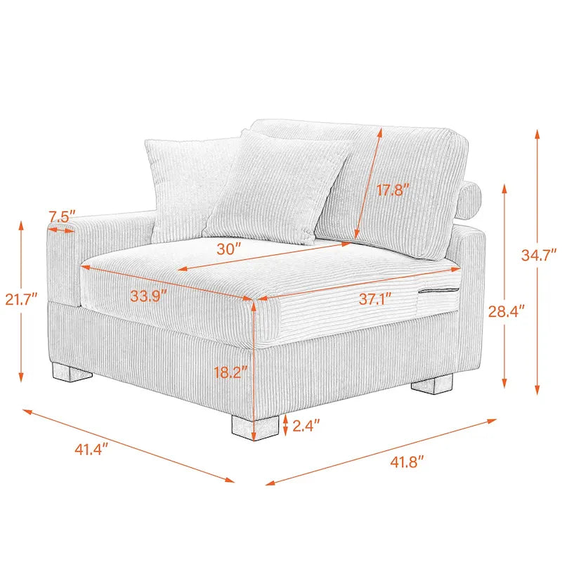 Modern Modular Sectional Sofa Corduroy Chaise Lounges