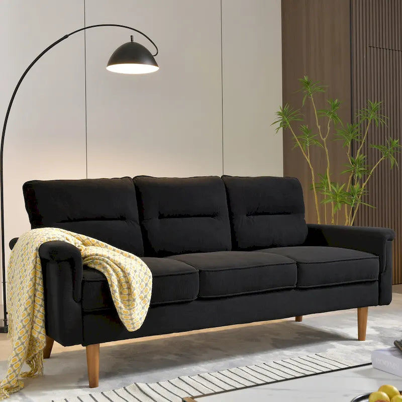 OVIOS Fluffy Cushion Wood Leg Indoor Sofa