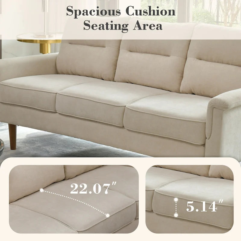 OVIOS Fluffy Cushion Wood Leg Indoor Sofa