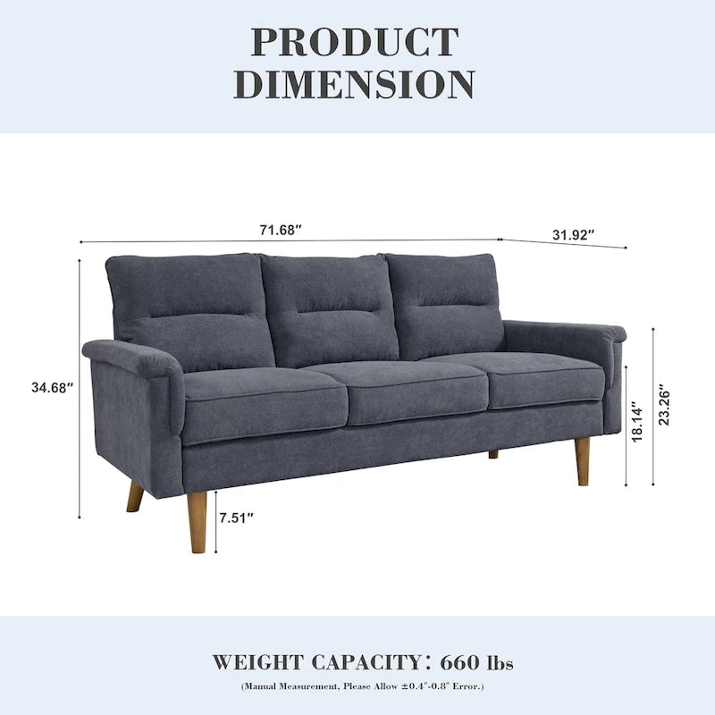 OVIOS Fluffy Cushion Wood Leg Indoor Sofa