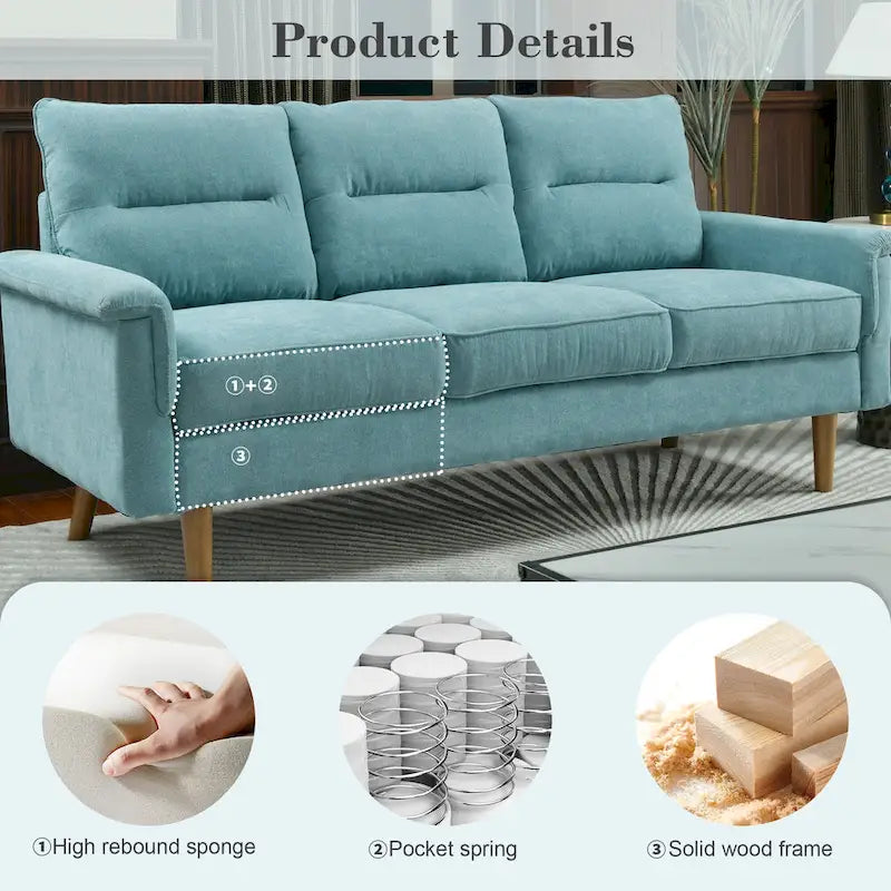 OVIOS Fluffy Cushion Wood Leg Indoor Sofa