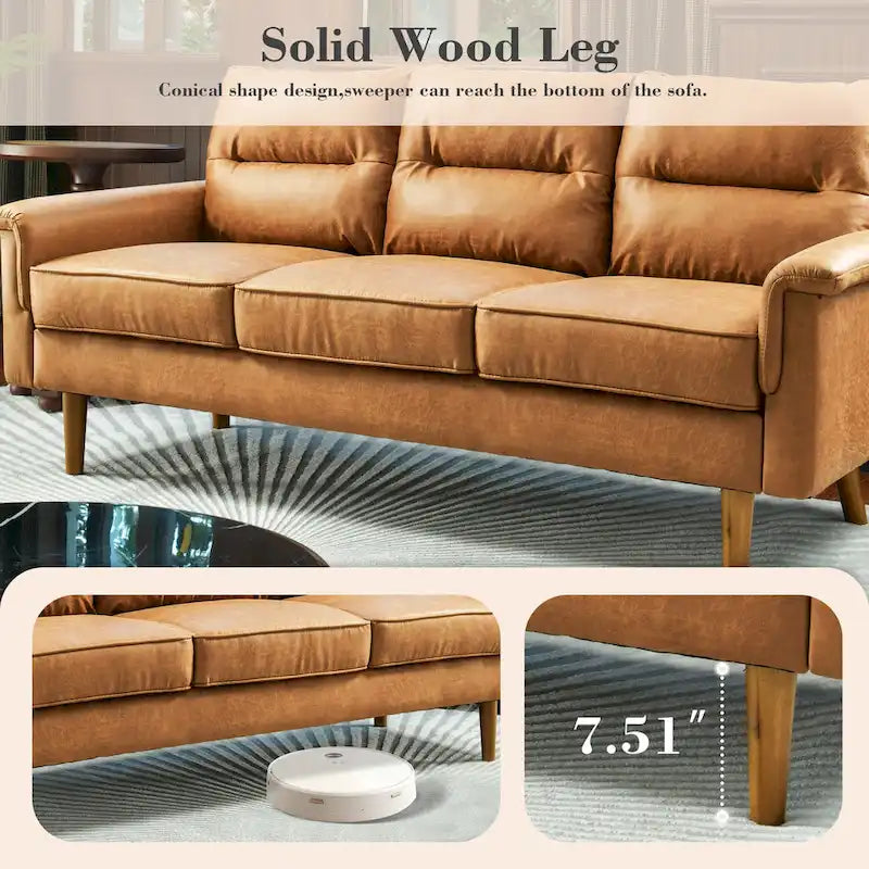 OVIOS Fluffy Cushion Wood Leg Indoor Sofa