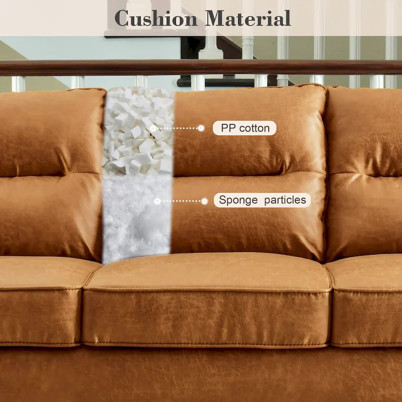 OVIOS Fluffy Cushion Wood Leg Indoor Sofa