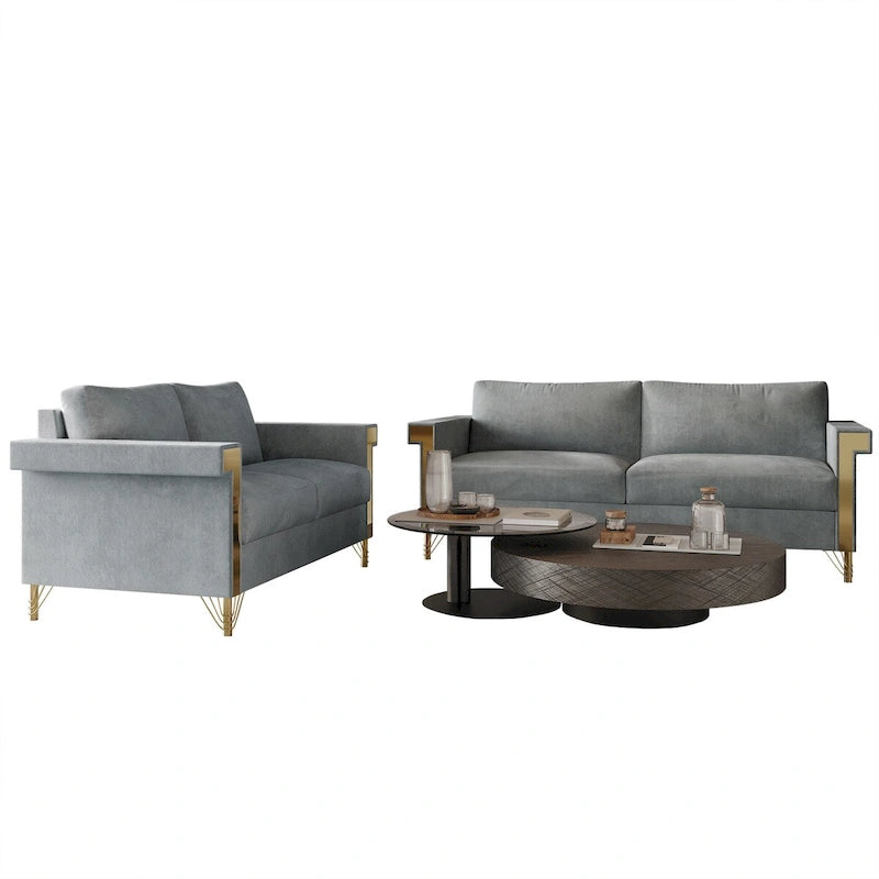 CraftPorch Glam Velvet Upholstered 2-Piece Living Room Set