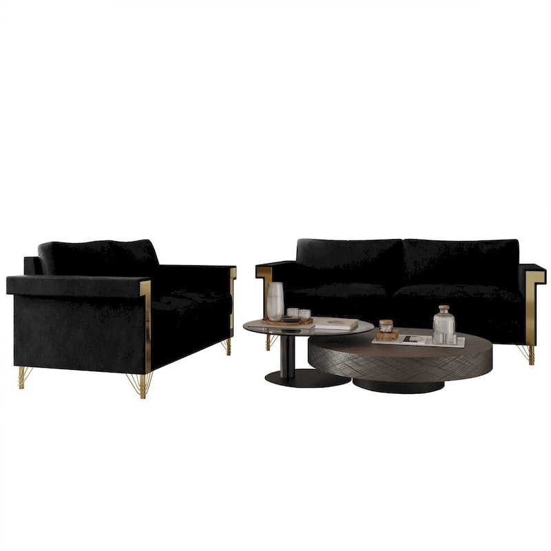 CraftPorch Glam Velvet Upholstered 2-Piece Living Room Set