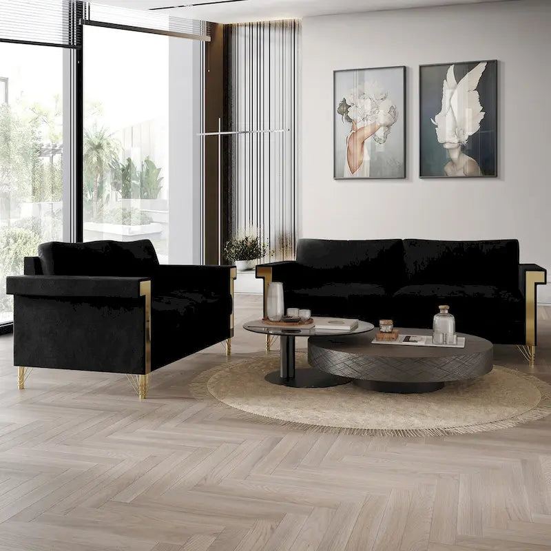 CraftPorch Glam Velvet Upholstered 2-Piece Living Room Set