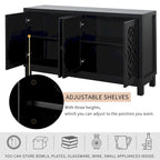 Large Storage Space Sideboard, 4 Door Buffet Cabinet with Pull Ring Handles for Living Room, Dining Room (Navy)