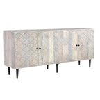 Caden Wave Pattern Wood 4-Door Sideboard