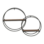 Isabella Round Wood-Metal Modern Wall Shelf - 17.25H x 23W x 5.5D