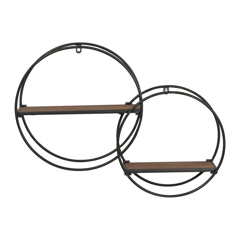 Isabella Round Wood-Metal Modern Wall Shelf - 17.25H x 23W x 5.5D