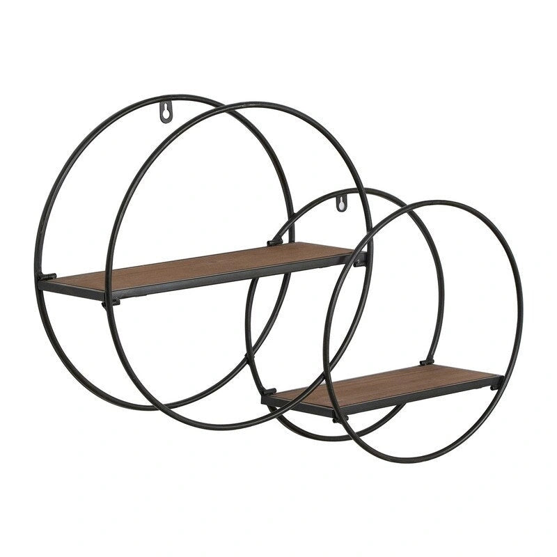 Isabella Round Wood-Metal Modern Wall Shelf - 17.25H x 23W x 5.5D