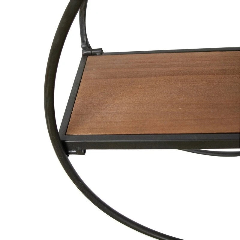 Isabella Round Wood-Metal Modern Wall Shelf - 17.25H x 23W x 5.5D
