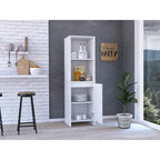 Kitchen Pantry Feery, Single Door Cabinet, Interior and External Shelves, White Finish