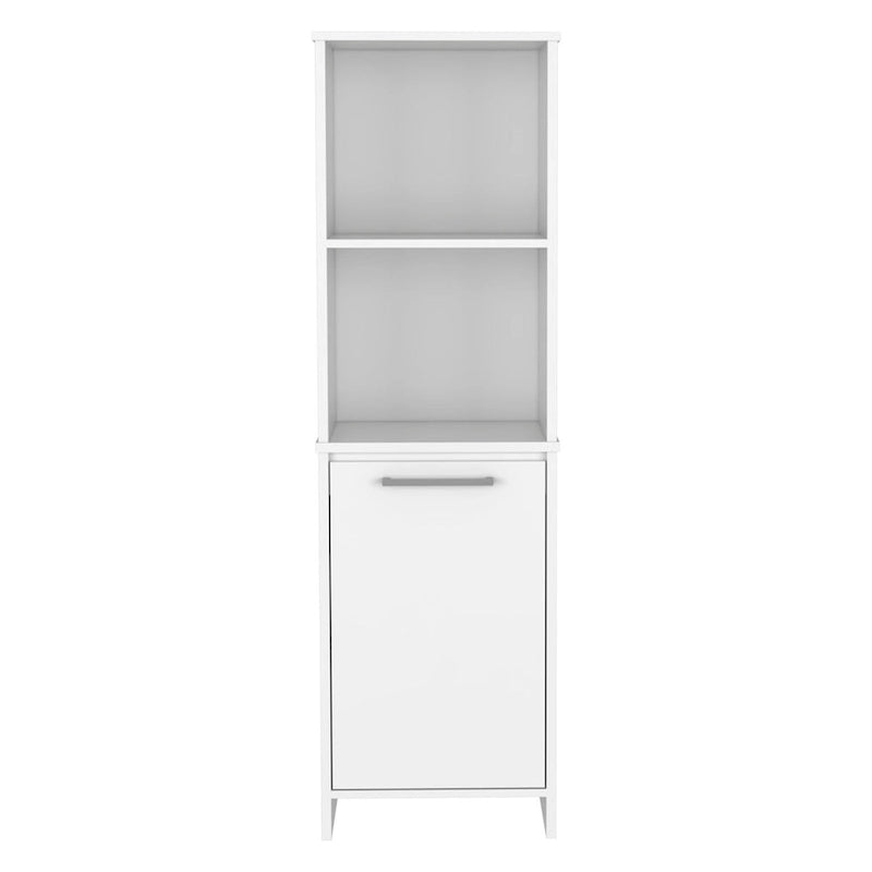 Kitchen Pantry Feery, Single Door Cabinet, Interior and External Shelves, White Finish