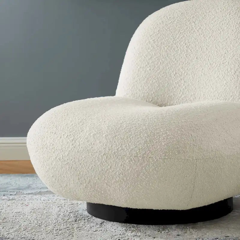 Kindred Boucle Upholstered Swivel Chair with Matte Black Base