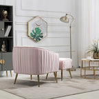 Modern Velvet Accent Chair with Ottoman for Living Room/Bedroom/Nail Salon