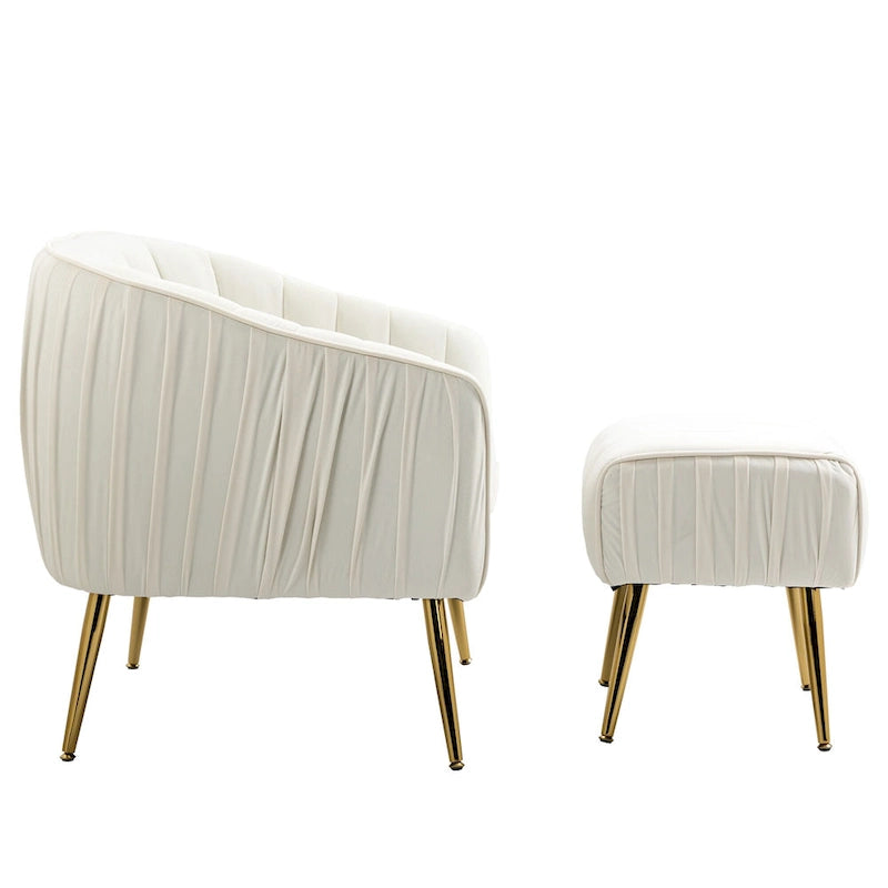 Modern Velvet Accent Chair with Ottoman for Living Room/Bedroom/Nail Salon