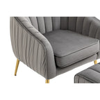Modern Velvet Accent Chair with Ottoman for Living Room/Bedroom/Nail Salon