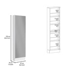 Shoe Rack Chimg, Mirror, Five Interior Shelves, Single Door Cabinet, White Finish