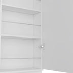 Shoe Rack Chimg, Mirror, Five Interior Shelves, Single Door Cabinet, White Finish