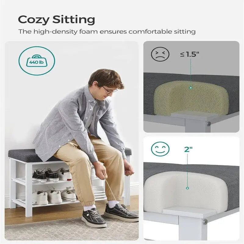 3-Tier Shoe Rack for Entryway - 12.2D x 31.9W x 19.3H