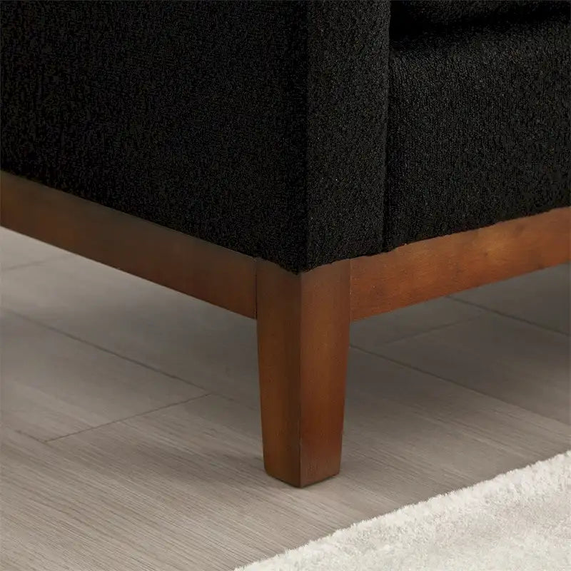 Elegant Upholstered Bench,Ottoman with Wood Legs & Bolster Pillows