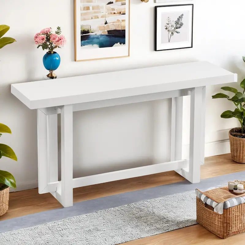 Console Table with Industrial-inspired Concrete Wood Top, Extra Long Entryway Table for Entryway, Hallway, Living Room