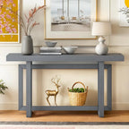 Console Table with Industrial-inspired Concrete Wood Top, Extra Long Entryway Table for Entryway, Hallway, Living Room