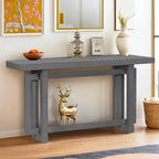 Console Table with Industrial-inspired Concrete Wood Top, Extra Long Entryway Table for Entryway, Hallway, Living Room