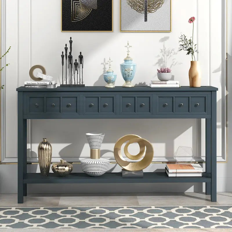 Rustic Entryway Console Table with Storage