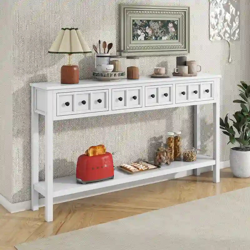 Rustic Entryway Console Table with Storage