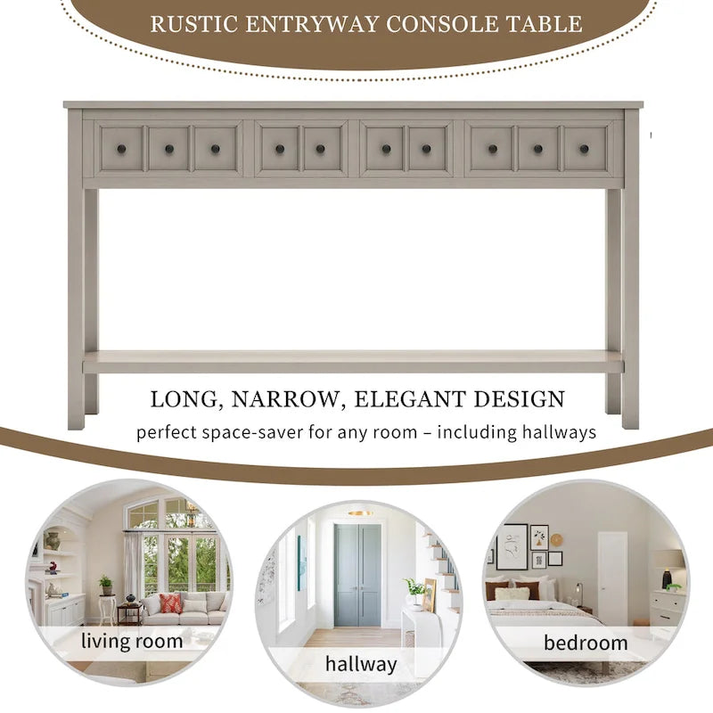 Rustic Entryway Console Table with Storage