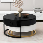 Modern Round Lift-top Nesting Coffee Tables with 2 Drawers