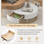 Modern Round Lift-top Nesting Coffee Tables with 2 Drawers