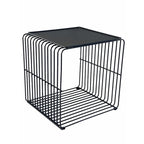 Reo 16 Inch Side End Table, Waterfall Black Metal Wire Frame
