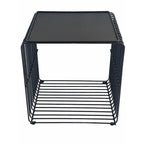 Reo 16 Inch Side End Table, Waterfall Black Metal Wire Frame