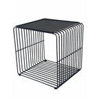 Reo 16 Inch Side End Table, Waterfall Black Metal Wire Frame