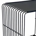 Reo 16 Inch Side End Table, Waterfall Black Metal Wire Frame