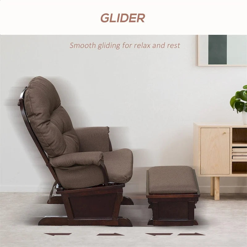 Nursery Glider Rocking Chair with Ottoman,Thick Padded Cushion Seating
