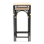 Claudette Set of 2 Rattan Accented Wood & Metal Square Side Tables