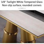 Glam 60 inch Rectangular Glass Console Table with Brushed Gold Stainless Steel Base