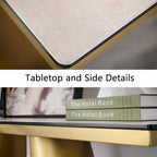 Glam 60 inch Rectangular Glass Console Table with Brushed Gold Stainless Steel Base