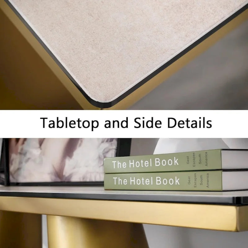 Glam 60 inch Rectangular Glass Console Table with Brushed Gold Stainless Steel Base