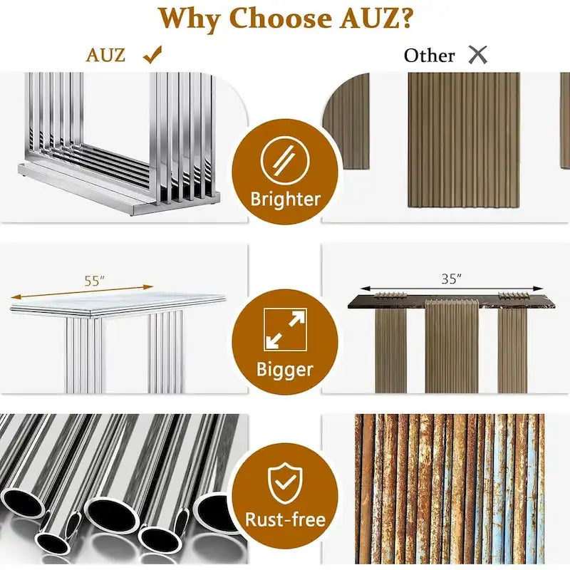 Glam 60 inch Rectangular Glass Console Table with Brushed Gold Stainless Steel Base