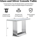 Glam 60 inch Rectangular Glass Console Table with Brushed Gold Stainless Steel Base